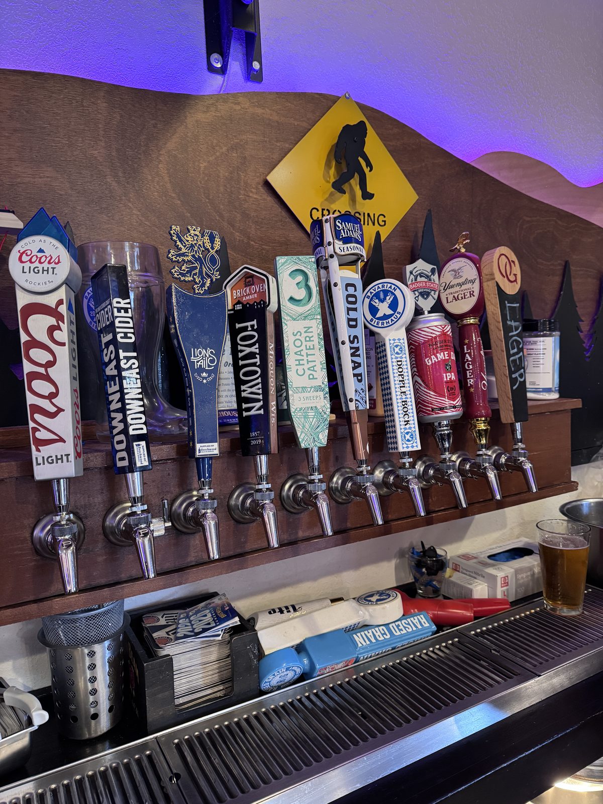 Row of craft beer tap handles